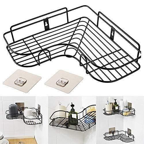 Stainless Steel Corner Shelf Organizer – No Drilling Kitchen & Bathroom Wall Shelf