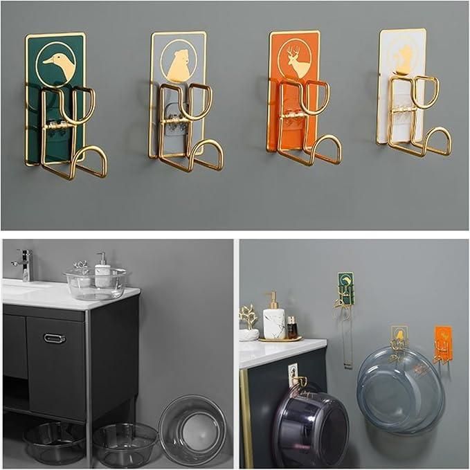 Wall Mounted Light Hanging Rack – Gold Finish Decorative Hooks (Pack of 2)