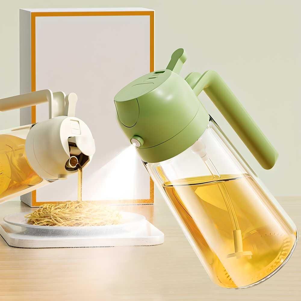 500ml Portable Glass Oil Sprayer & Dispenser – Dual Function Spray & Pour