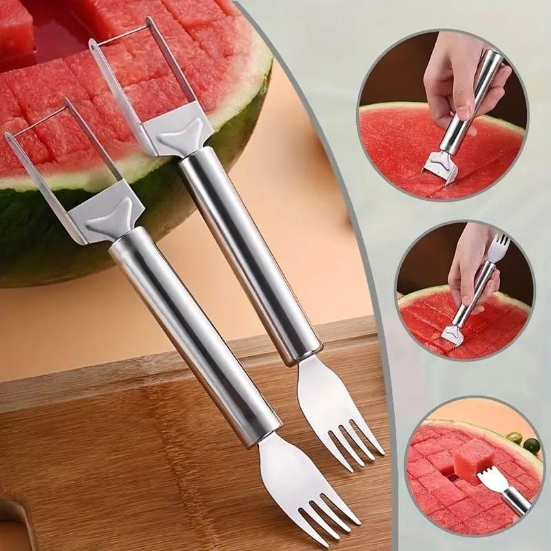 Watermelon Fork Cutter – 2-in-1 Stainless Steel Fruit Slicer Tool