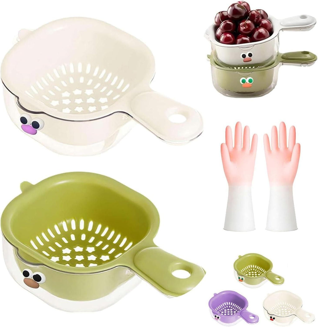 Dual-Layer Veggie & Fruit Strainer Basket with Handle – BPA-Free Kitchen Colander