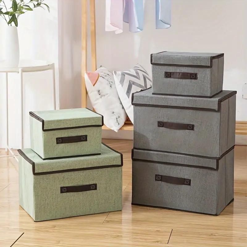Multipurpose Fabric Storage Box with Lid – Pack of 2, Dustproof & Non-Woven