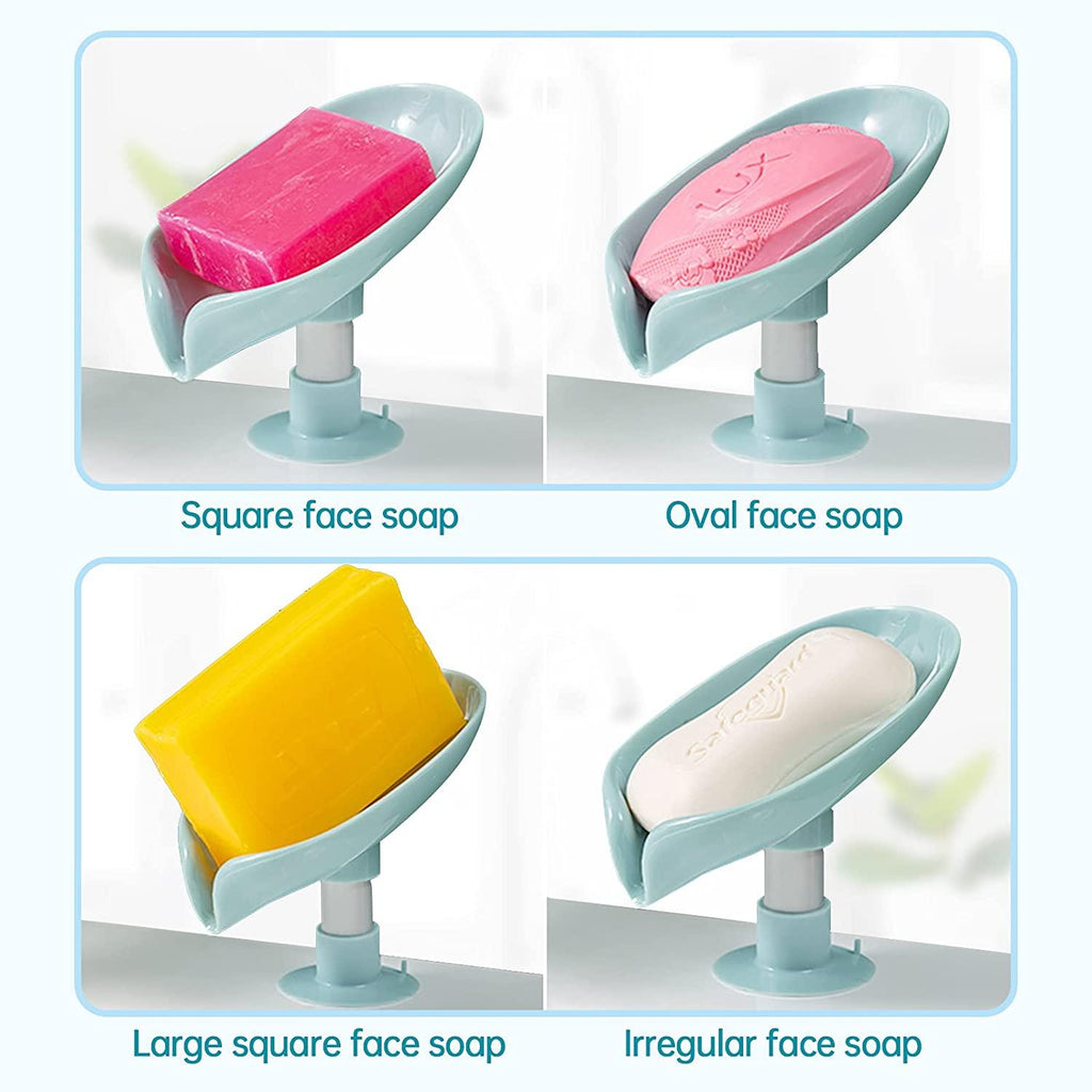 Leaf-Shaped Self-Draining Soap Holder with Suction Cup – Pack of 2