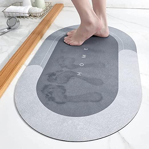 Super Absorbent Anti-Slip Bath Mat – Quick Dry Oval Floor Mat for Bathroom & Home (40 × 60 cm, Pack of 2)