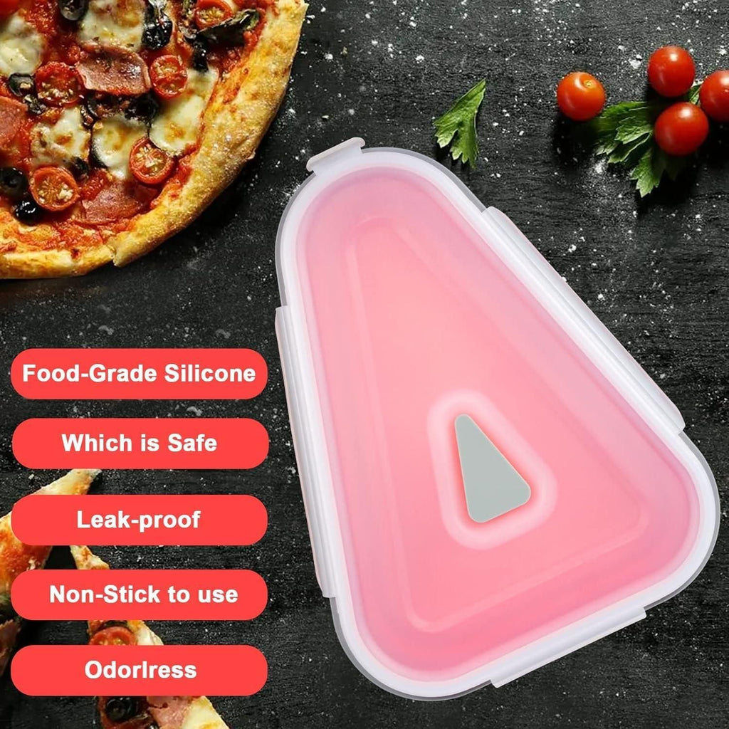 Collapsible Silicone Pizza Slice Storage Container with 5 Trays – Microwave & Dishwasher Safe