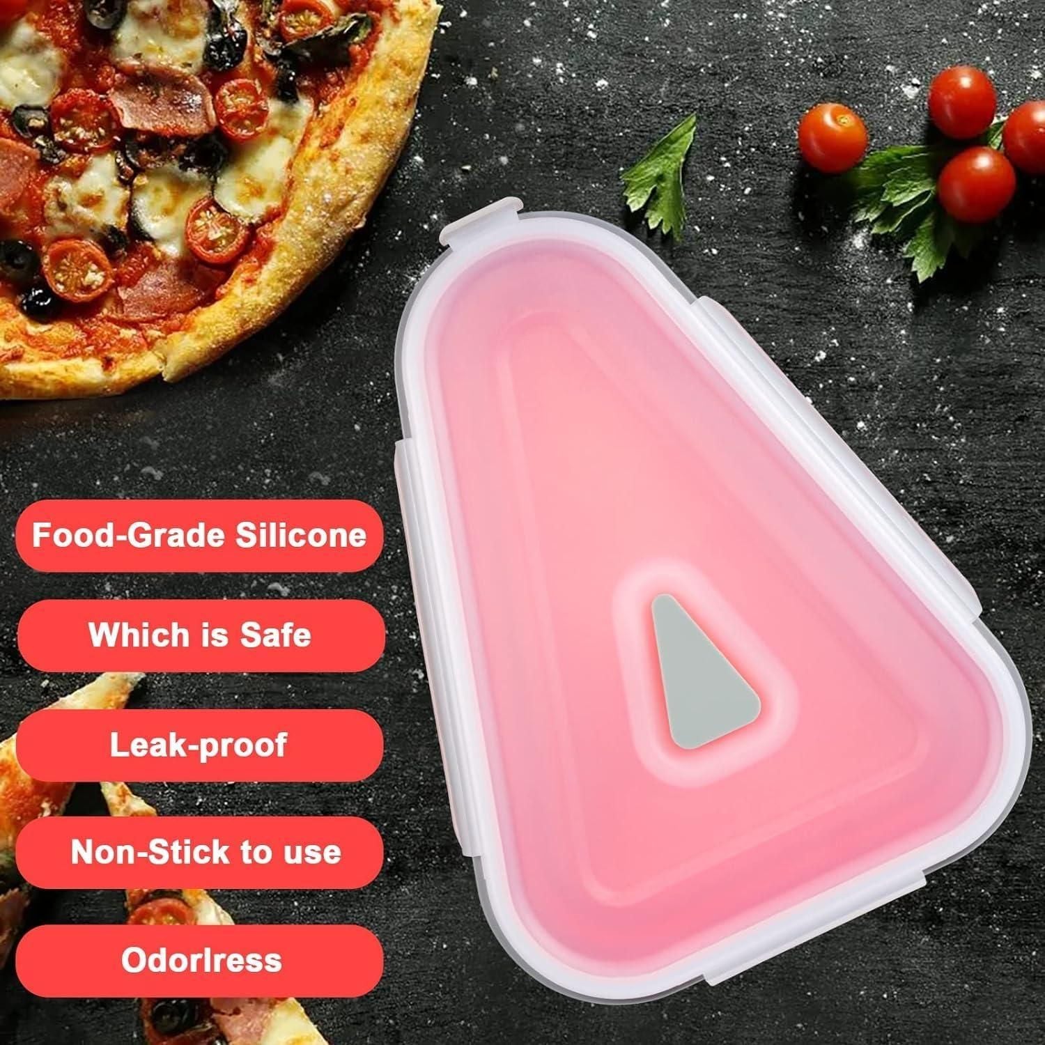 Collapsible Silicone Pizza Slice Storage Container with 5 Trays – Microwave & Dishwasher Safe