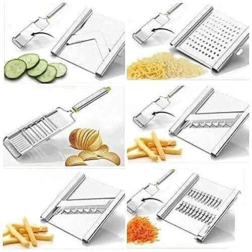 6-in-1 Stainless Steel Manual Vegetable Cutter – Multi-Blade Kitchen Slicer (Pack of 1)
