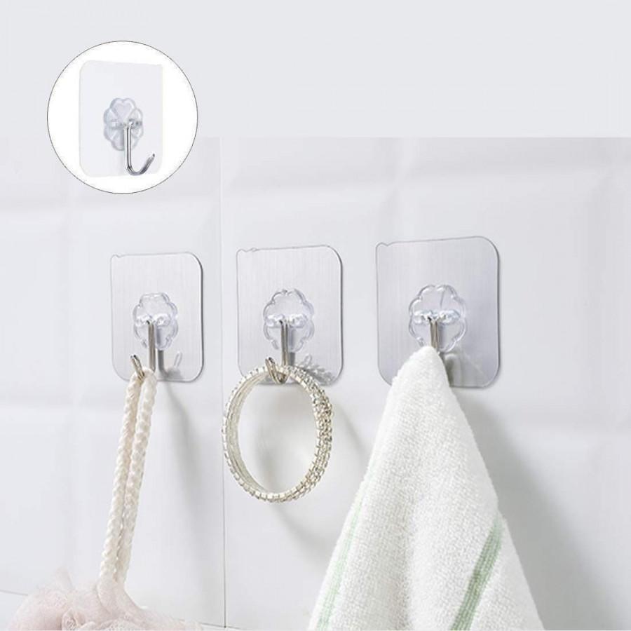 Transparent Seamless Self-Adhesive Hooks – Waterproof Heavy Duty (Pack of 6)
