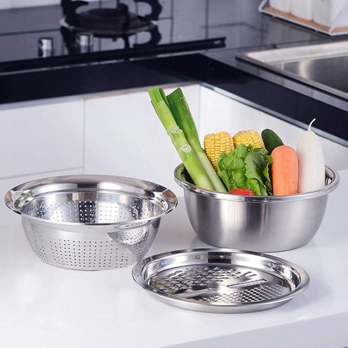 3-in-1 Stainless Steel Kitchen Drain Basket Set – Strainers for Sink & Kitchen
