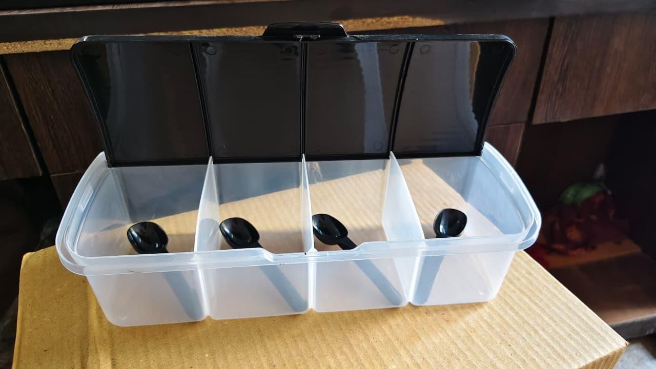 4-in-1 Spice Vault with Measuring Spoons – Airtight Kitchen Storage (Pack of 2)