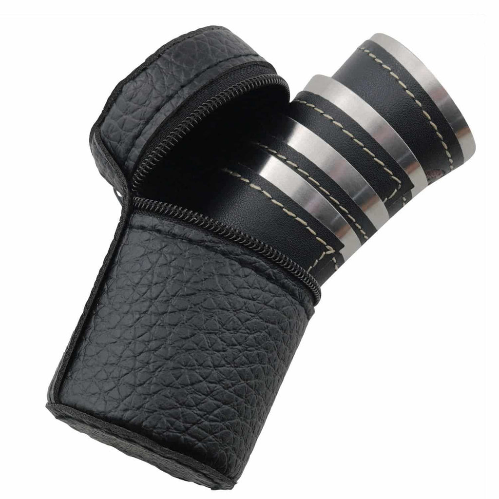 4-Piece 70ml Travel Cups Set with Leather Case – Portable Stainless Steel Mini Cups