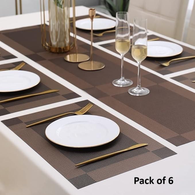 Anti-Skid PVC Placemats – Heat-Resistant Table Mats (Pack of 6)