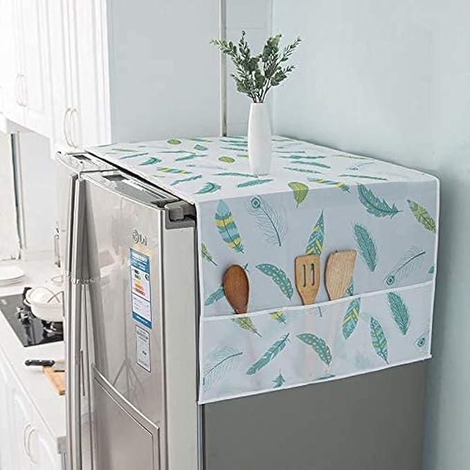 Refrigerator Waterproof Cover with Storage Pockets – Dustproof Fridge Top Organizer (Pack of 1)