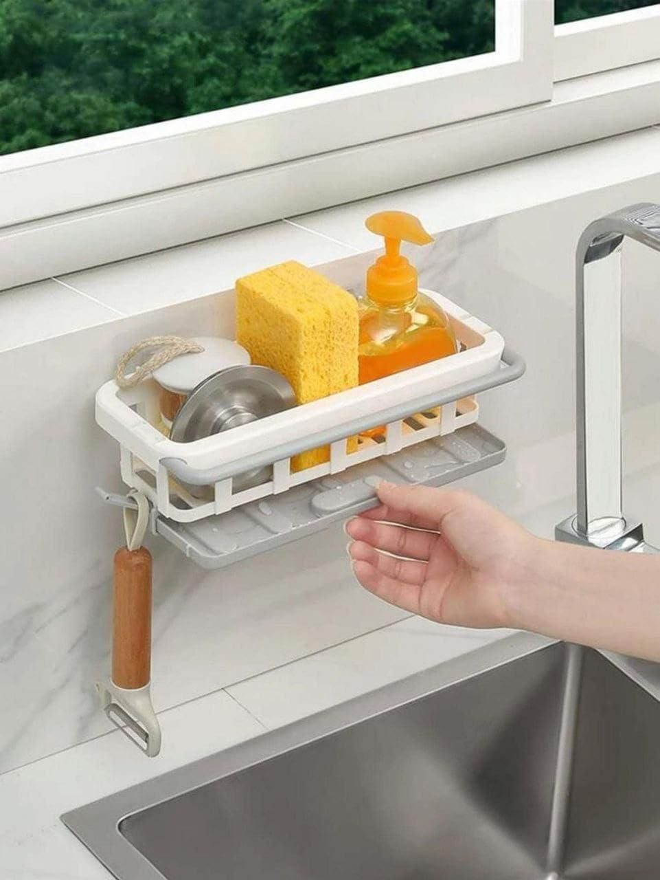 Retractable Sponge Storage Hanging Rack – Kitchen Organizer