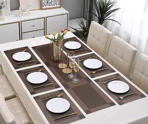 Anti-Skid PVC Placemats – Heat-Resistant Table Mats (Pack of 6)