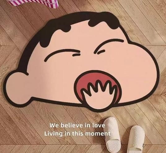 Cute Shinchan Cartoon Doormat – Soft Anti-Slip Floor Mat for Home & Kids Room