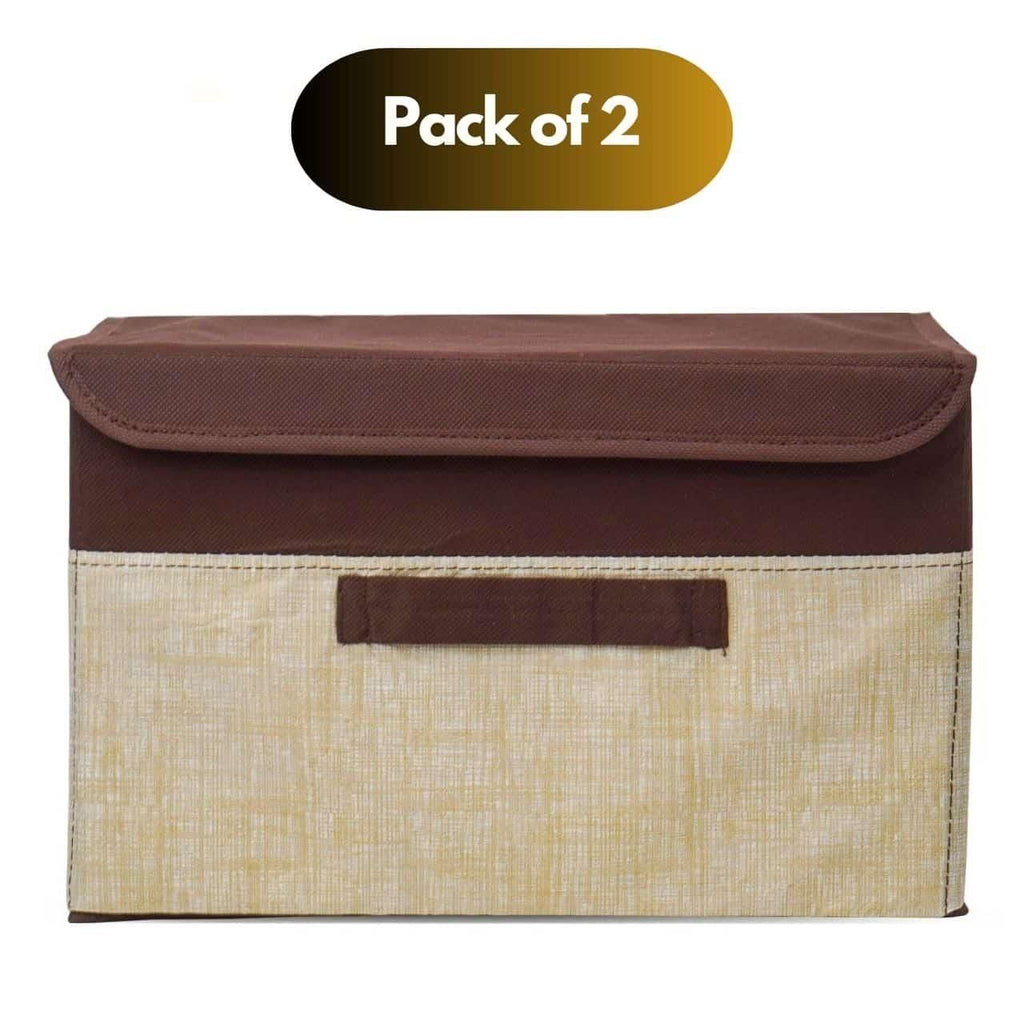 Multipurpose Fabric Storage Box with Lid – Pack of 2, Dustproof & Non-Woven