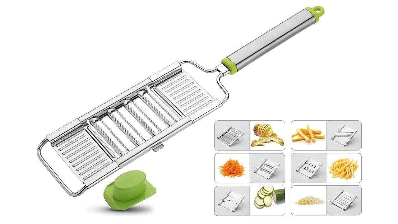 6-in-1 Stainless Steel Manual Vegetable Cutter – Multi-Blade Kitchen Slicer (Pack of 1)