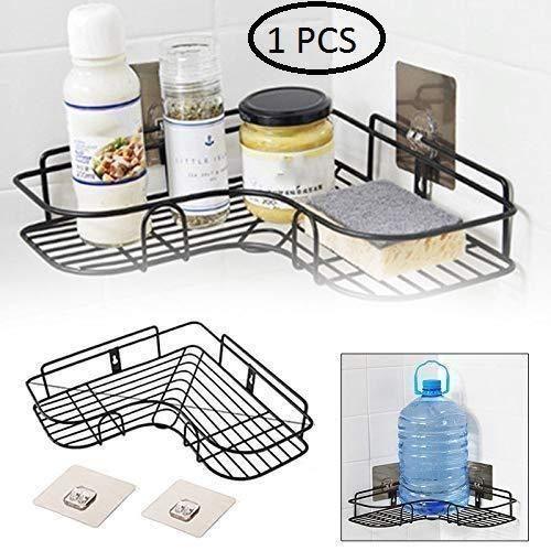Stainless Steel Corner Shelf Organizer – No Drilling Kitchen & Bathroom Wall Shelf