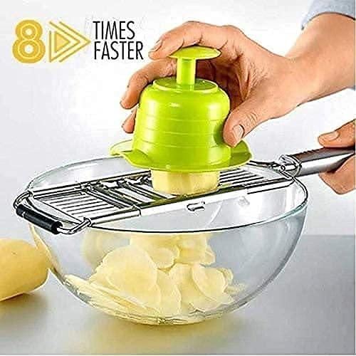 6-in-1 Stainless Steel Manual Vegetable Cutter – Multi-Blade Kitchen Slicer (Pack of 1)
