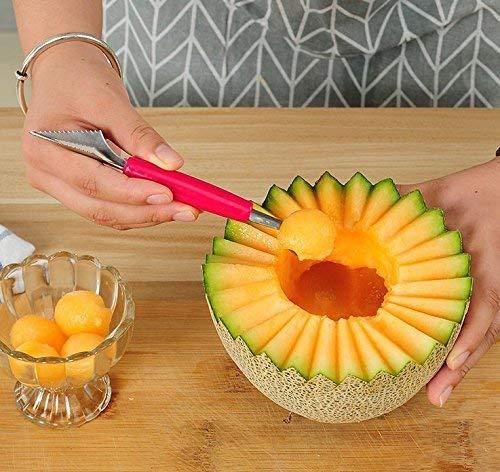 2-in-1 Melon Baller & Fruit Scoop Tool – Stainless Steel Fruit Carving Spoon