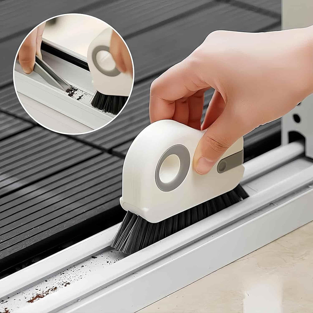 Track Cleaning Brush for Window & Door Rails – Hard Bristle Crevice Cleaner