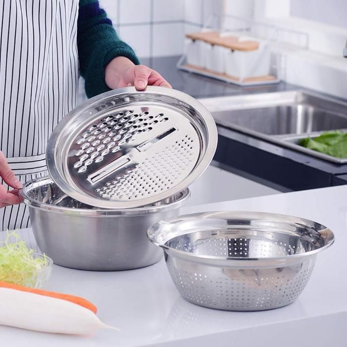 3-in-1 Stainless Steel Kitchen Drain Basket Set – Strainers for Sink & Kitchen