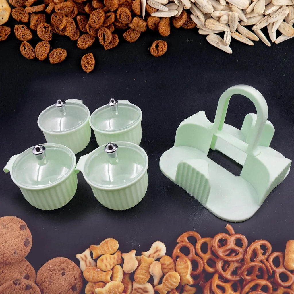 Multipurpose Storage Jars with Tray – 4 Pcs Plastic Container Set