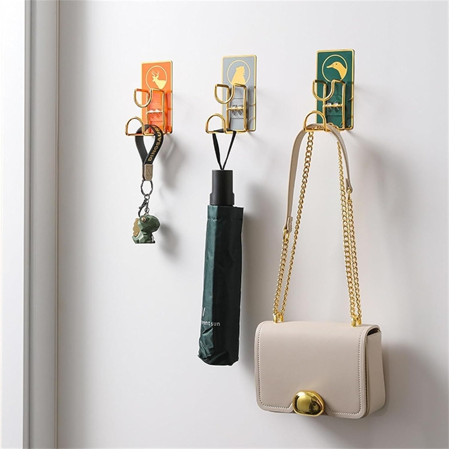 Wall Mounted Light Hanging Rack – Gold Finish Decorative Hooks (Pack of 2)