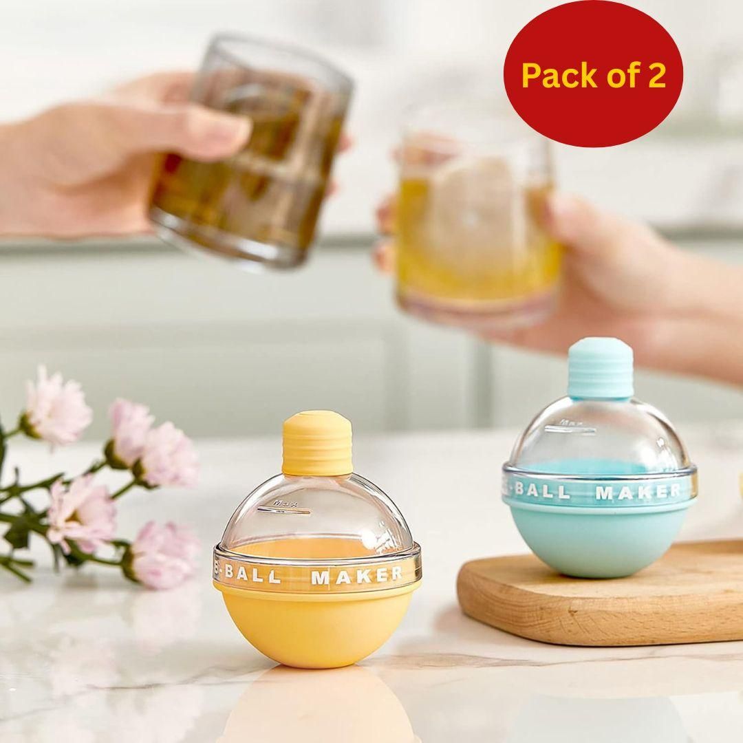 Ice Ball Maker 2.4" Big Ice Ball Mold – Cute Light Bulb Shape for Whiskey & Cocktails (Pack of 2)