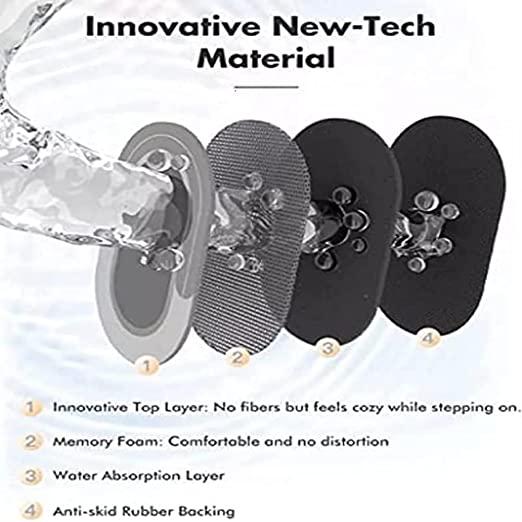 Super Absorbent Anti-Slip Bath Mat – Quick Dry Oval Floor Mat for Bathroom & Home (40 × 60 cm, Pack of 2)