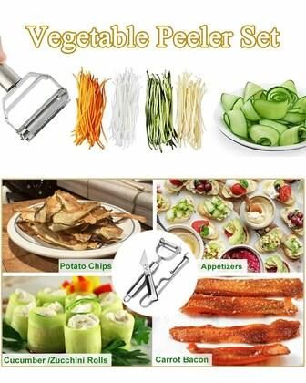 Stainless Steel 3-in-1 Vegetable & Fruit Peeler Set – Multi-Purpose Manual Peeler (Pack of 3)