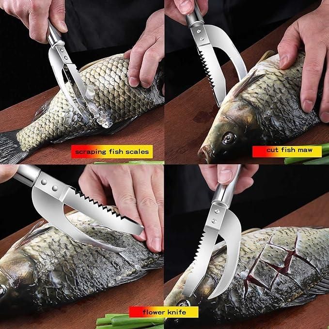 3-in-1 Fish Scaler & Scraper – Stainless Steel Seafood Prep Tool
