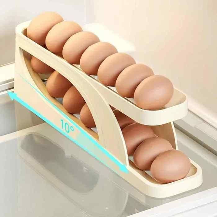 Automatic Rolling Egg Holder Container – Fridge Egg Storage Rack