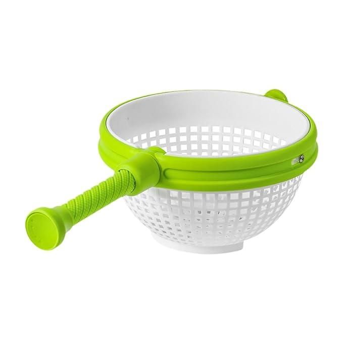 Spinning Salad Colander – 2-in-1 Spin & Strain Basket with Non-Slip Handles