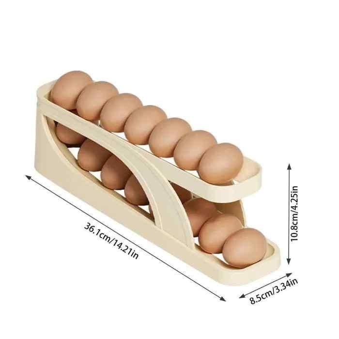 Automatic Rolling Egg Holder Container – Fridge Egg Storage Rack