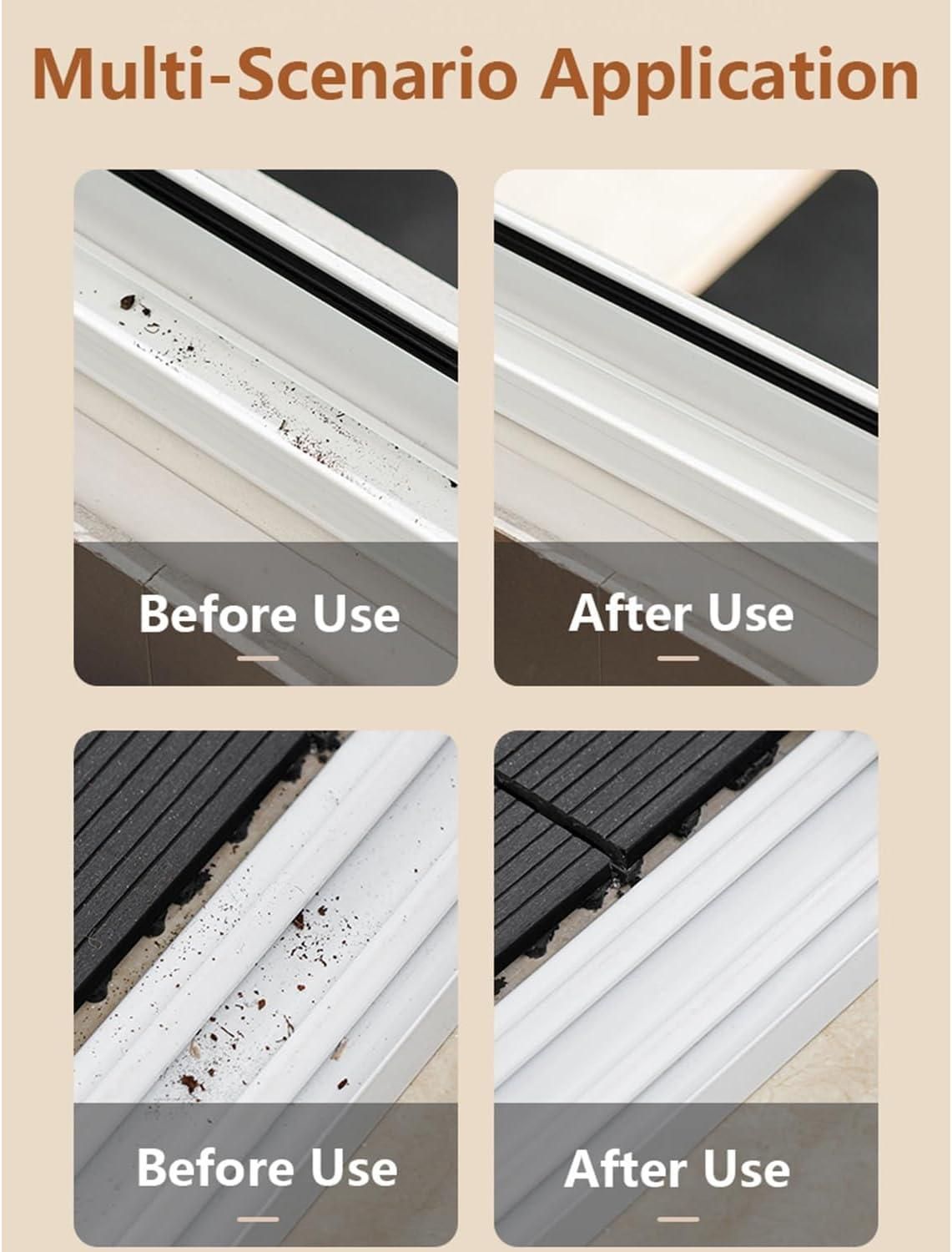 Track Cleaning Brush for Window & Door Rails – Hard Bristle Crevice Cleaner