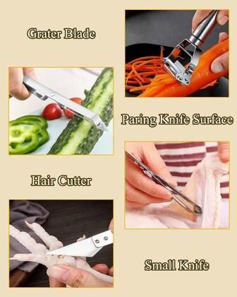Stainless Steel 3-in-1 Vegetable & Fruit Peeler Set – Multi-Purpose Manual Peeler (Pack of 3)