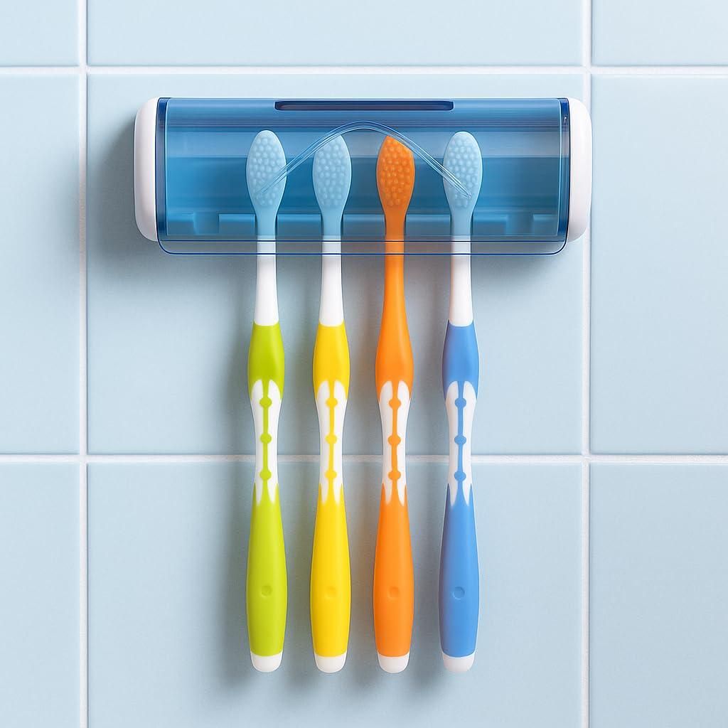 Self-Adhesive Wall Mounted Toothbrush Holder with Cover