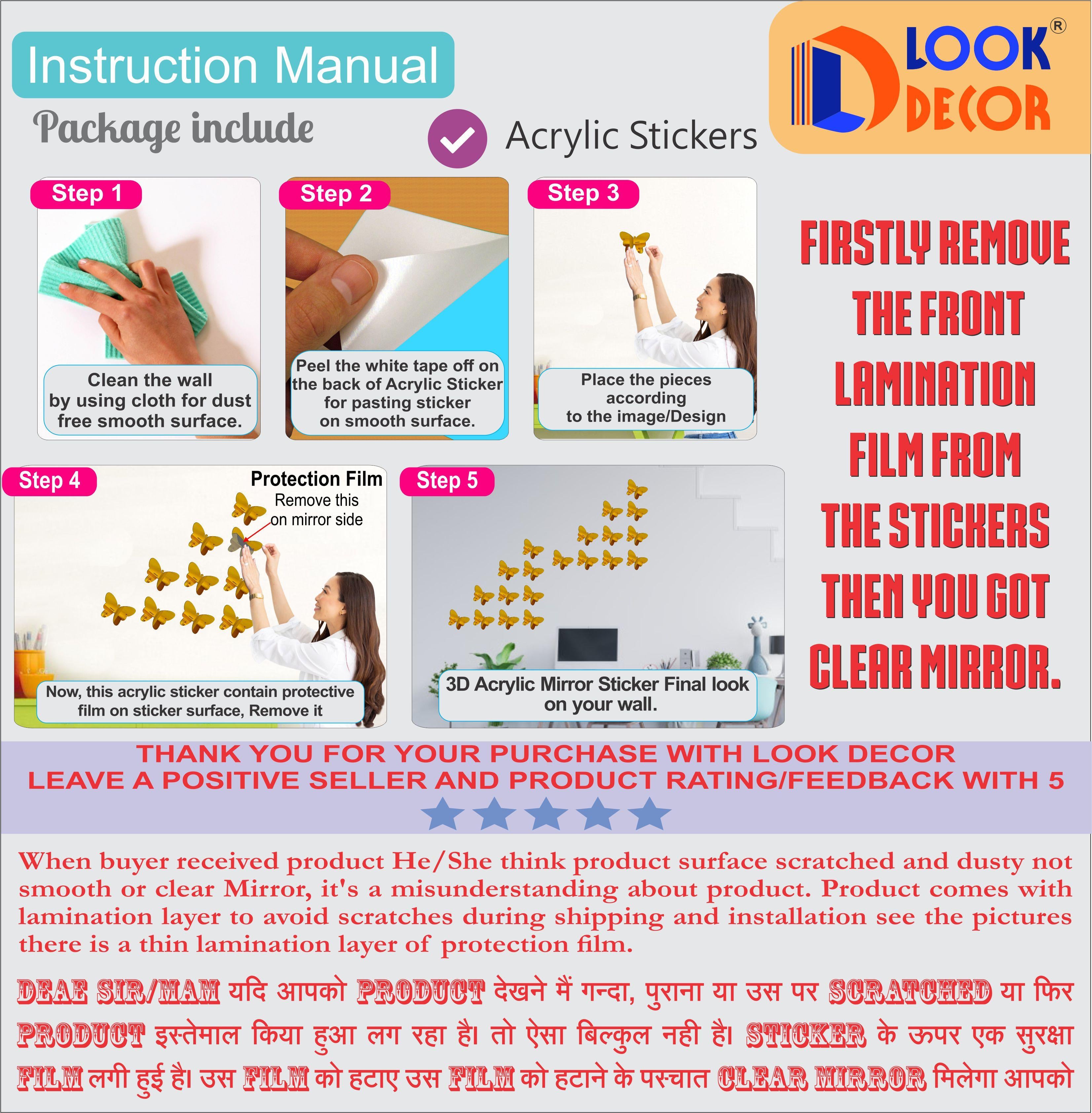 3D Acrylic Mirror Wall Stickers – Square Golden Decorative Wall Tiles