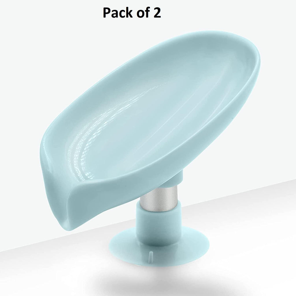 Leaf-Shaped Self-Draining Soap Holder with Suction Cup – Pack of 2