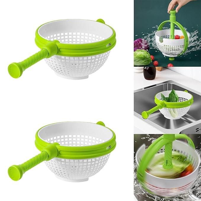 Spinning Salad Colander – 2-in-1 Spin & Strain Basket with Non-Slip Handles