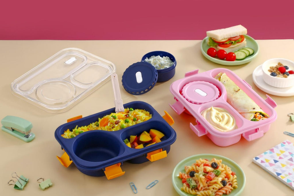 3 Compartment Lunch Box / Tiffin Box – BPA Free Plastic Food Container (Pack of 1)