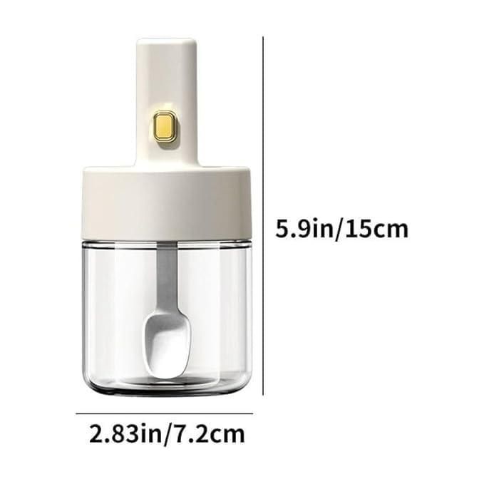 Luxury Glass Telescopic Seasoning Tank with Integrated Spoon Lid – Airtight Condiment Jar (Pack of 1)