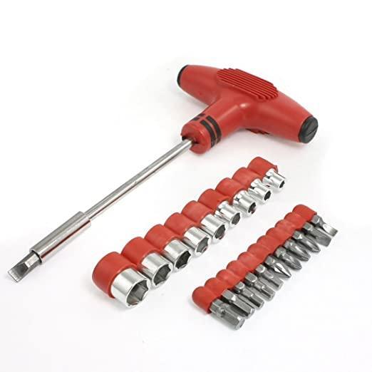 T-Shape Screwdriver Set with Ratchet & Socket Spanner – 24-Piece Home & Car Repair Tool Kit