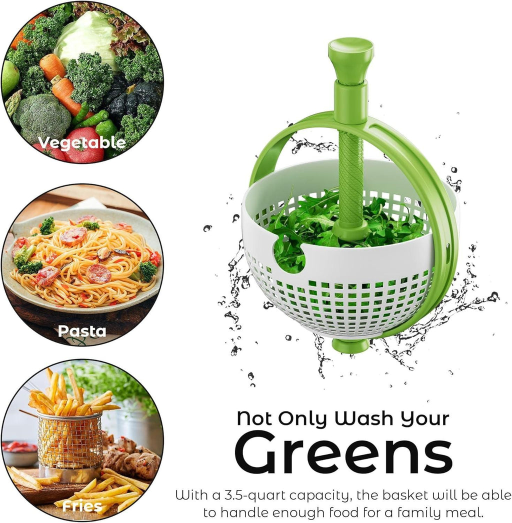 Spinning Salad Colander – 2-in-1 Spin & Strain Basket with Non-Slip Handles