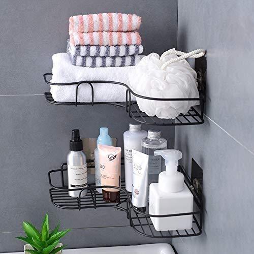 Stainless Steel Corner Shelf Organizer – No Drilling Kitchen & Bathroom Wall Shelf