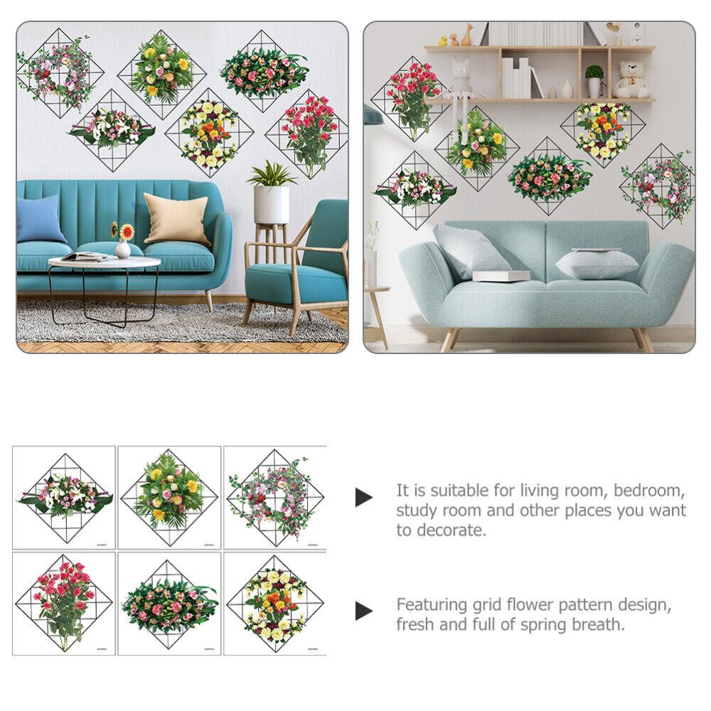 Home Wall Art Grid Flower Pattern Sticker – Assorted Design Wall Decals