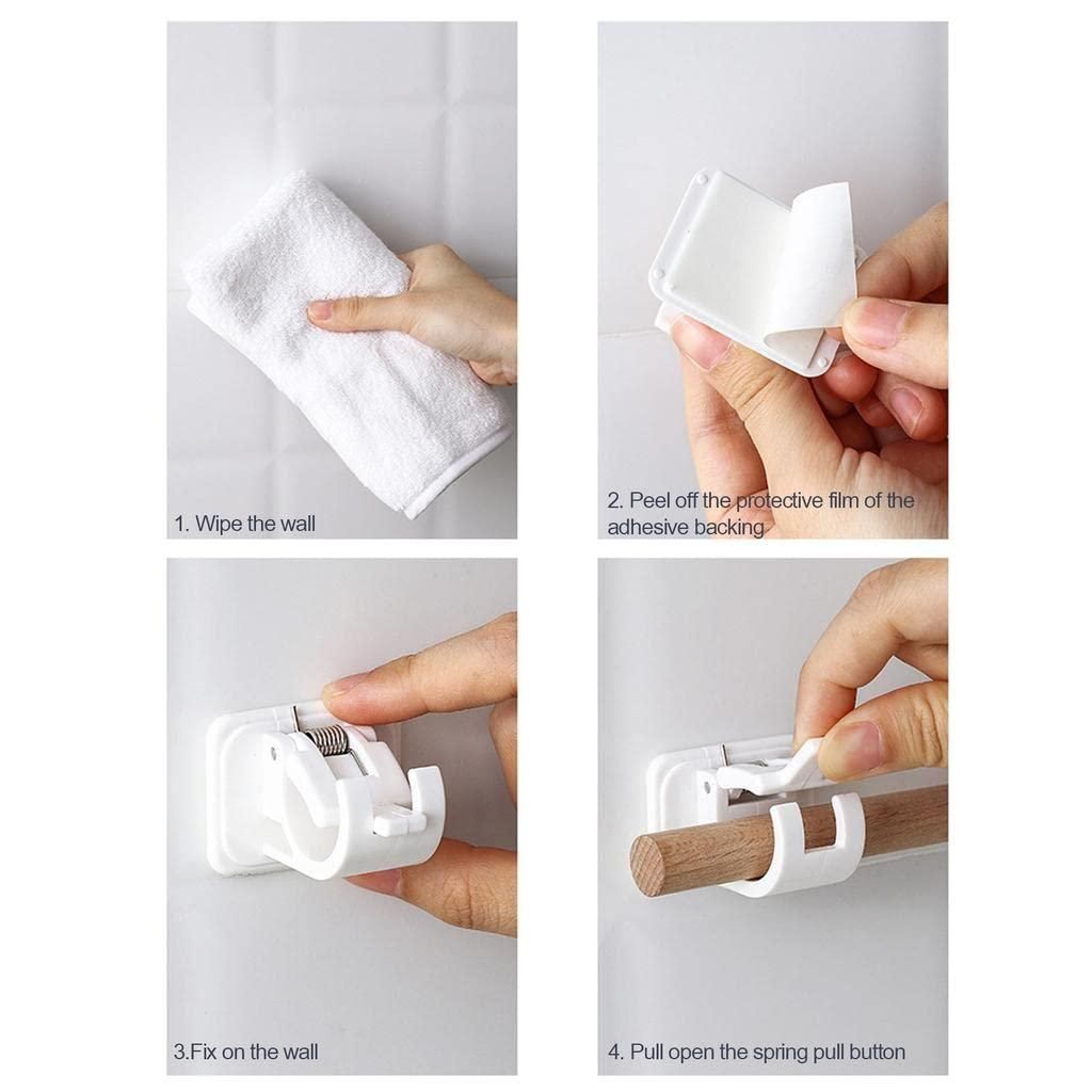 Self-Adhesive Instant Wall Mount Clip Hooks – Pack of 2