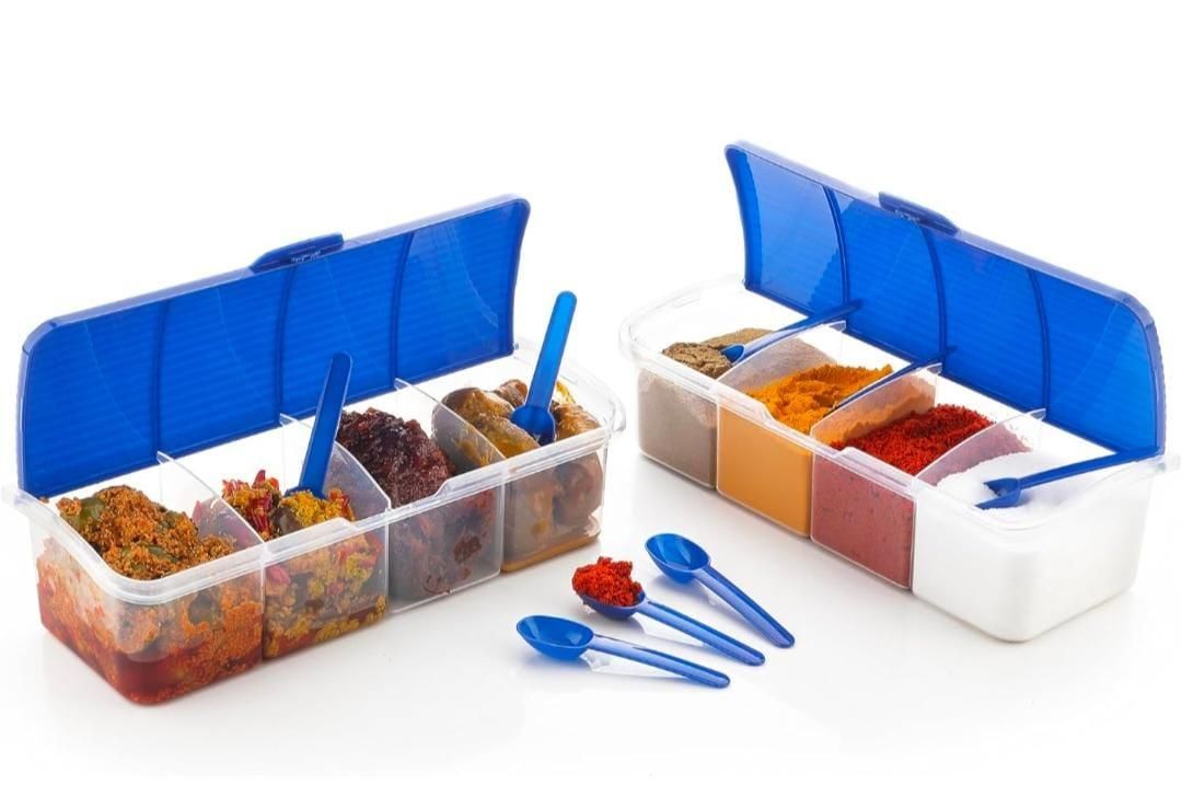 4-in-1 Spice Vault with Measuring Spoons – Airtight Kitchen Storage (Pack of 2)